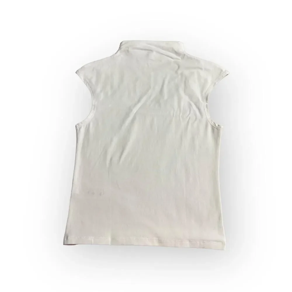 .Crew Fitted Mockneck Tank Top Women's XS White Stretch Cotton Blend NWT